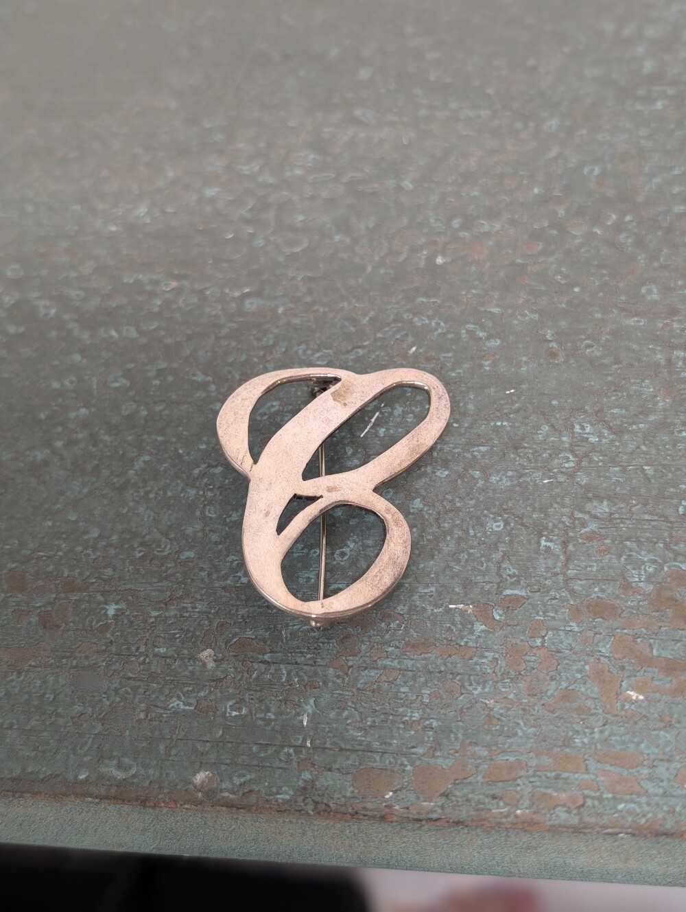 Vintage Sterling Silver 925 Initial Letter C Brooch Pin Mexico